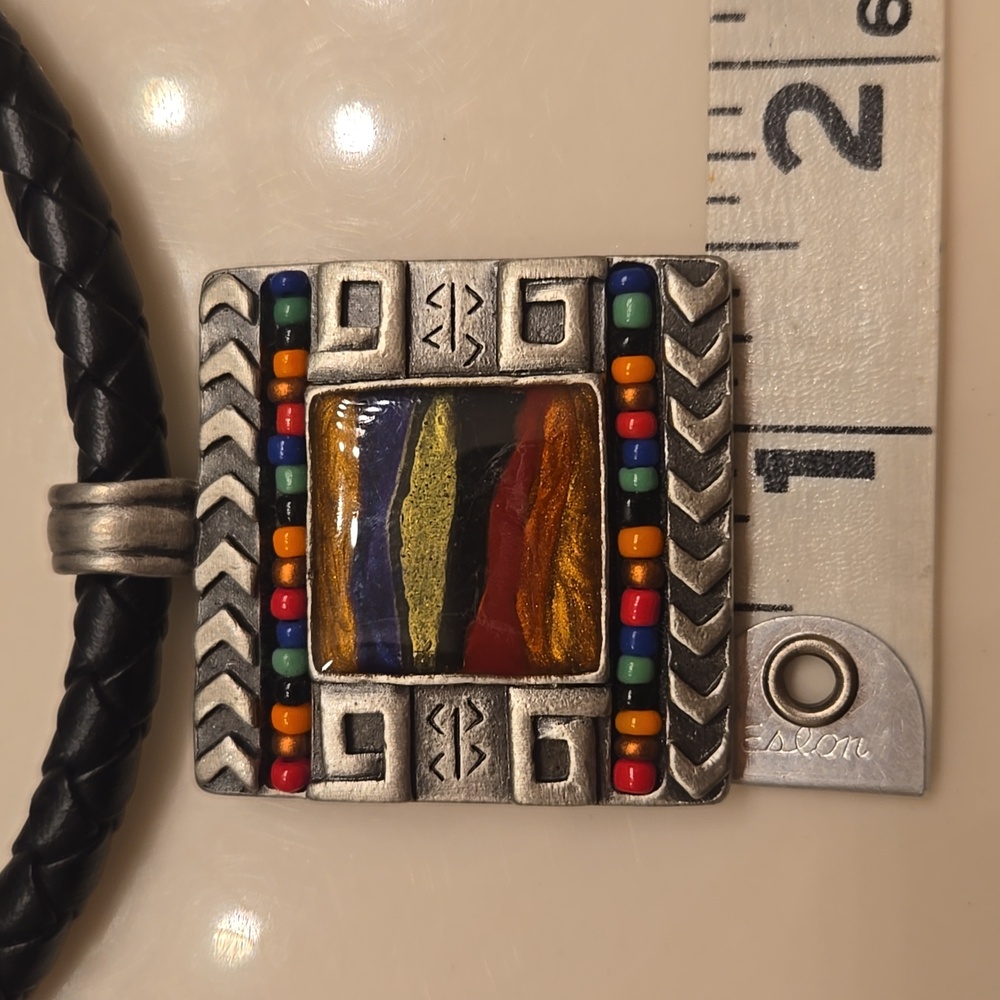 Chico's Leather Multi Stone Pendant Necklace - Picture 4 of 6